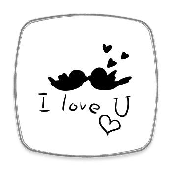 I love you birds couple animals - Square fridge magnet - white - Front