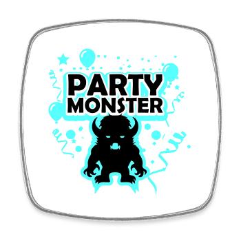 Partymonster hellblau - Viereckiger Kühlschrankmagnet - Weiß - Vorne