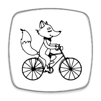 Fuchs Fährt Fahrrad Geschenkidee Vektor - Viereckiger Kühlschrankmagnet - Weiß - Vorne