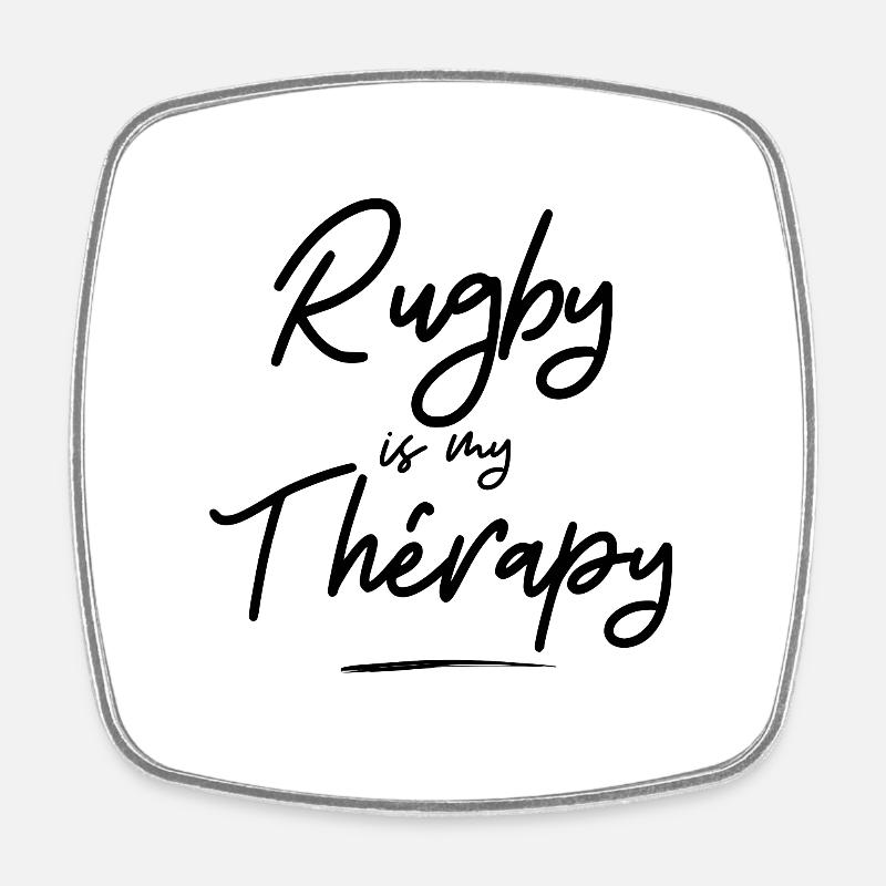 rugby is my thérapy - gift idea - sport humor - Square fridge magnet - white