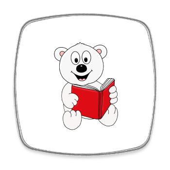 EISBÄR - LESEN - BUCH - GESCHICHTE - TIER - KIND - Viereckiger Kühlschrankmagnet - Weiß - Vorne