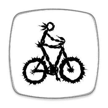 Bicycle Rider Nature Leaf - Square fridge magnet - white - Front