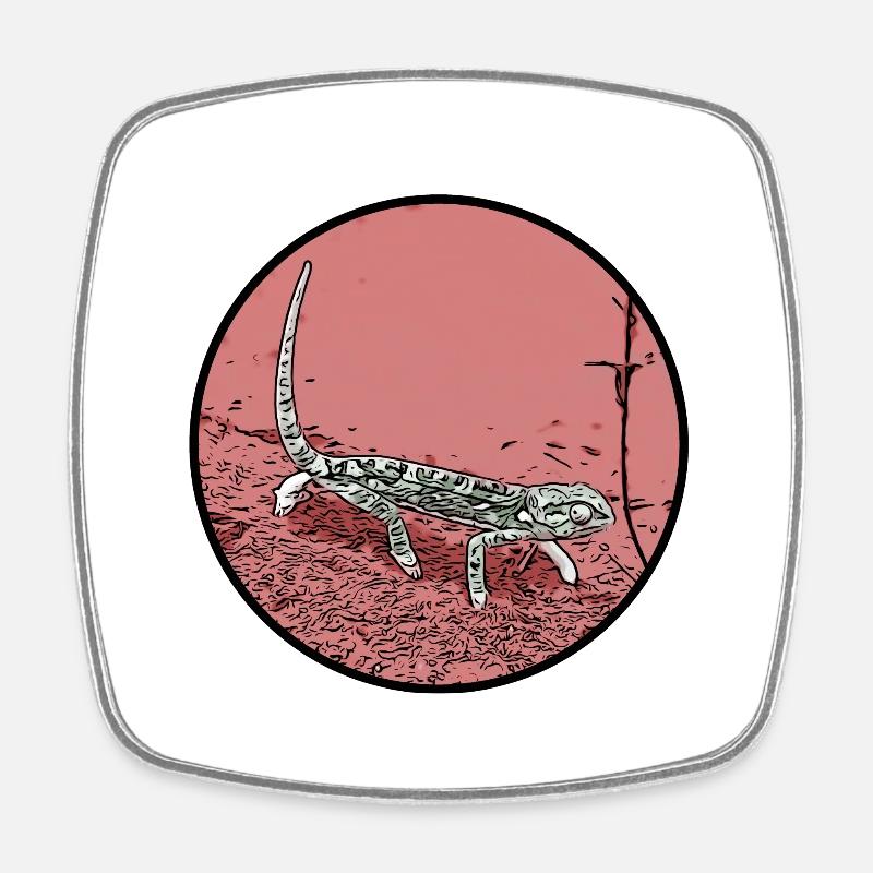Caméléon - Magnet carré - blanc