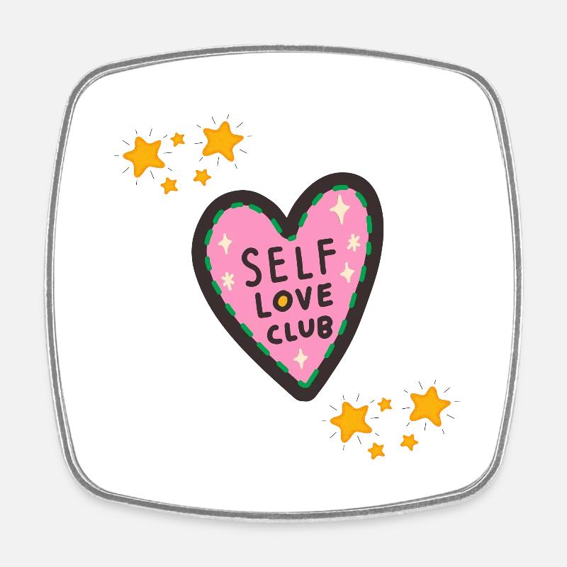 SELF LOVE - Square fridge magnet - white