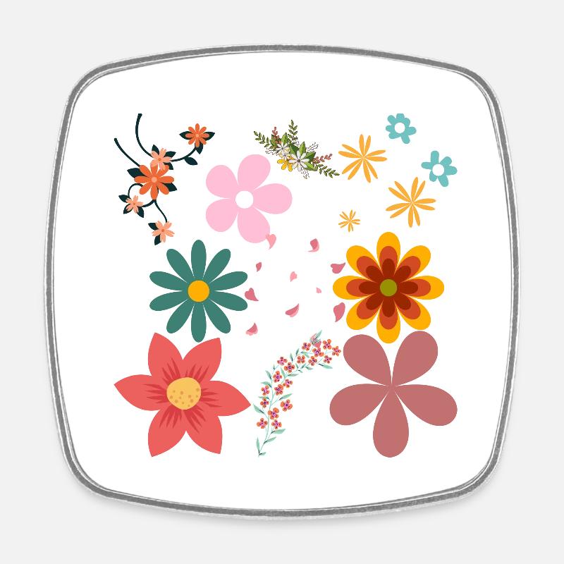 fleurs - Magnet carré - blanc