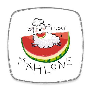 Moutons d’été et melon - Magnet carré - blanc - Devant