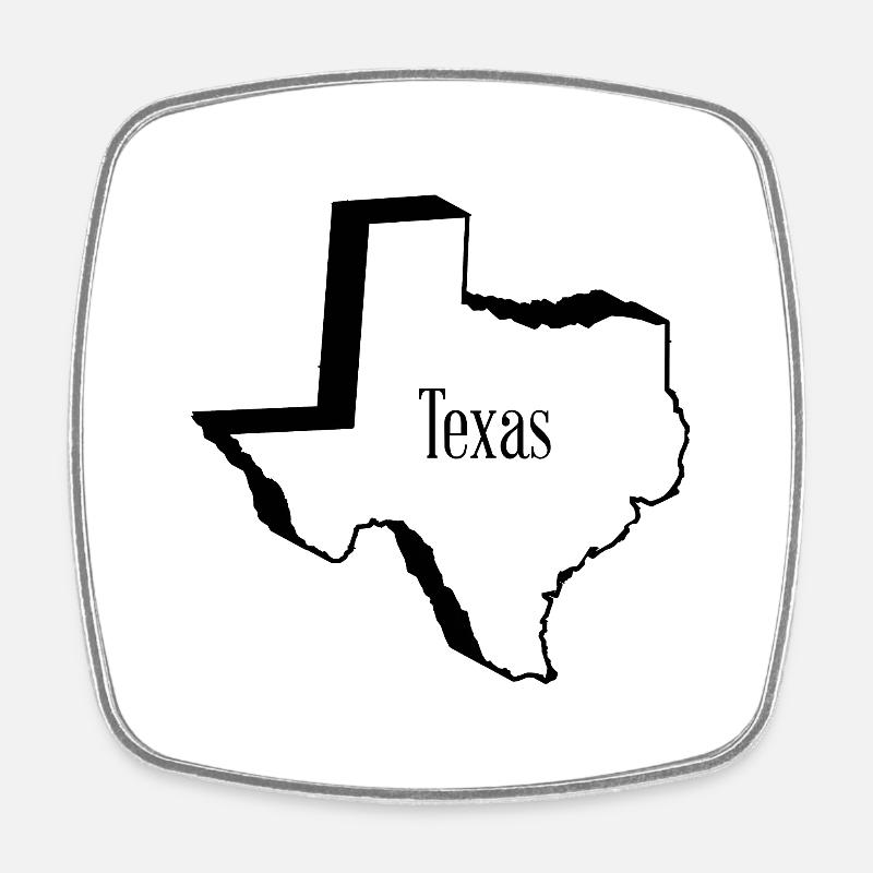Texas State Outline Map In 3D - Square fridge magnet - white