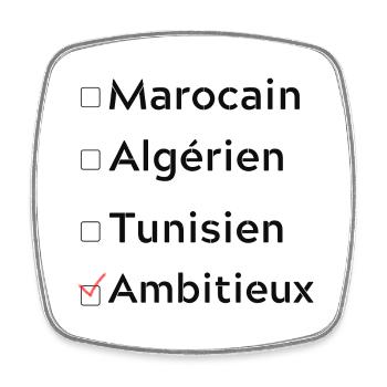 marocain, algérien, tunisien, ambitieux - Magnet carré - blanc - Devant