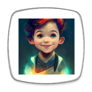 Enfant souriant - Magnet carré - blanc - Devant