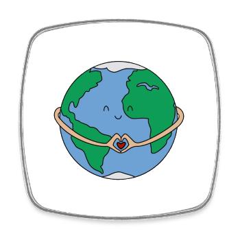 Liebe für die Erde Eco Cartoon - Viereckiger Kühlschrankmagnet - Weiß - Vorne