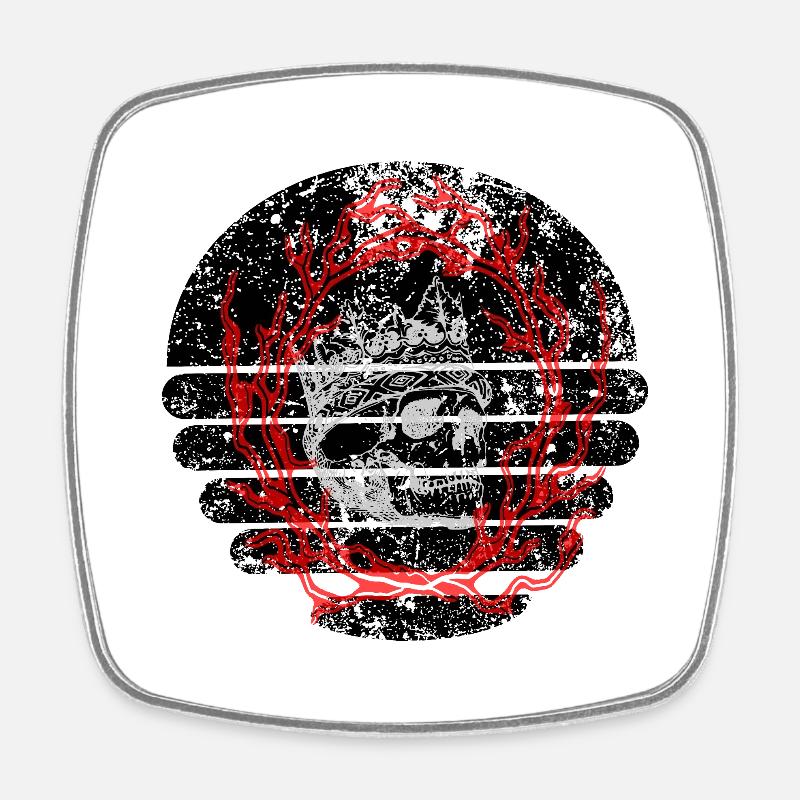 sugar skull and fire - Square fridge magnet - white