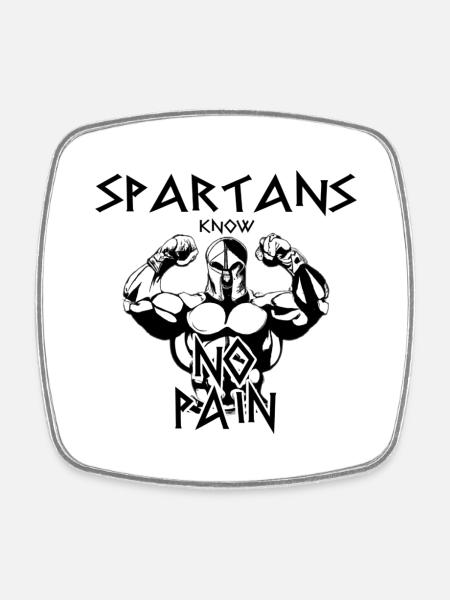 Spartaner kennt kein Schmerz - Viereckiger Kühlschrankmagnet - Weiß