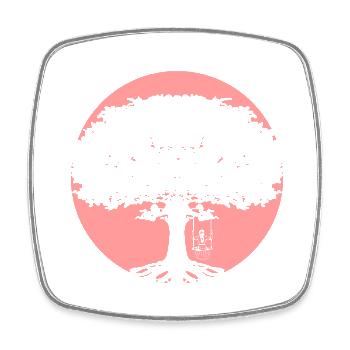 Girl swings on the tree - Square fridge magnet - white - Front
