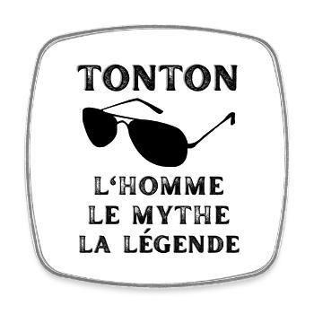 TONTON Lunette de soleil L'homme Le mythe légende - Magnet carré - blanc - Devant