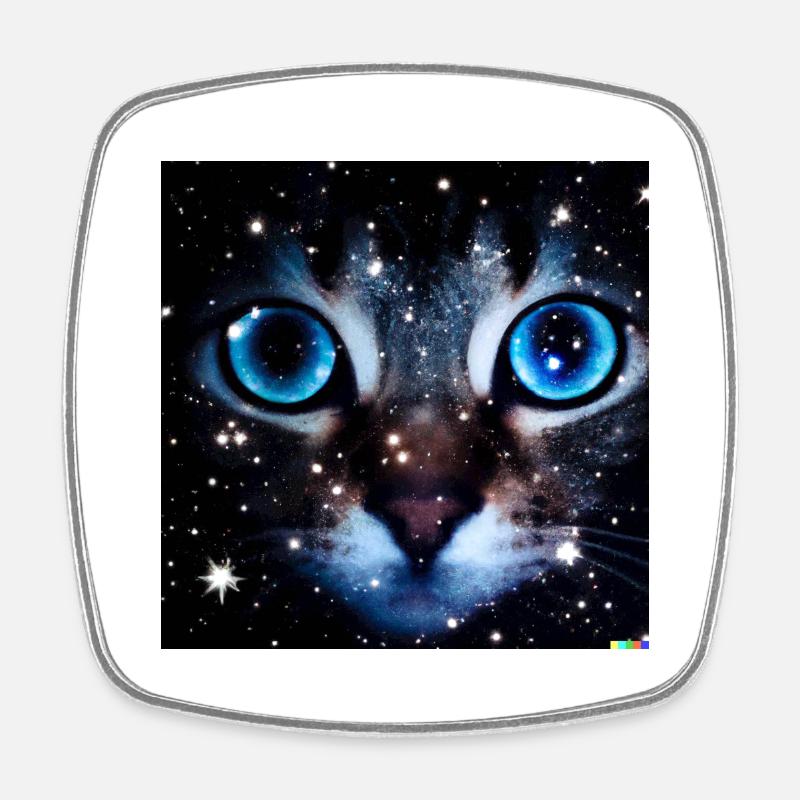 big eyes cat - Square fridge magnet - white