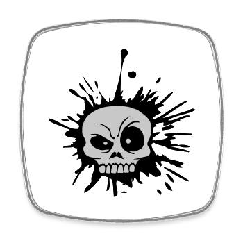 Éclaboussure de couleur Skeptical Facial Expression Skull - Magnet carré - blanc - Devant