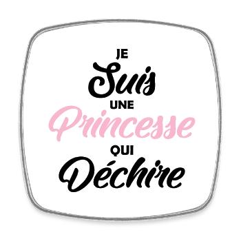 je suis un princesse qui déchire / humour fille - Magnet carré - blanc - Devant