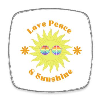 Love Peace & Sunshine - Viereckiger Kühlschrankmagnet - Weiß - Vorne