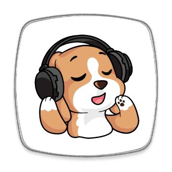 Der singende Beagle - Viereckiger Kühlschrankmagnet - Weiß - Vorne