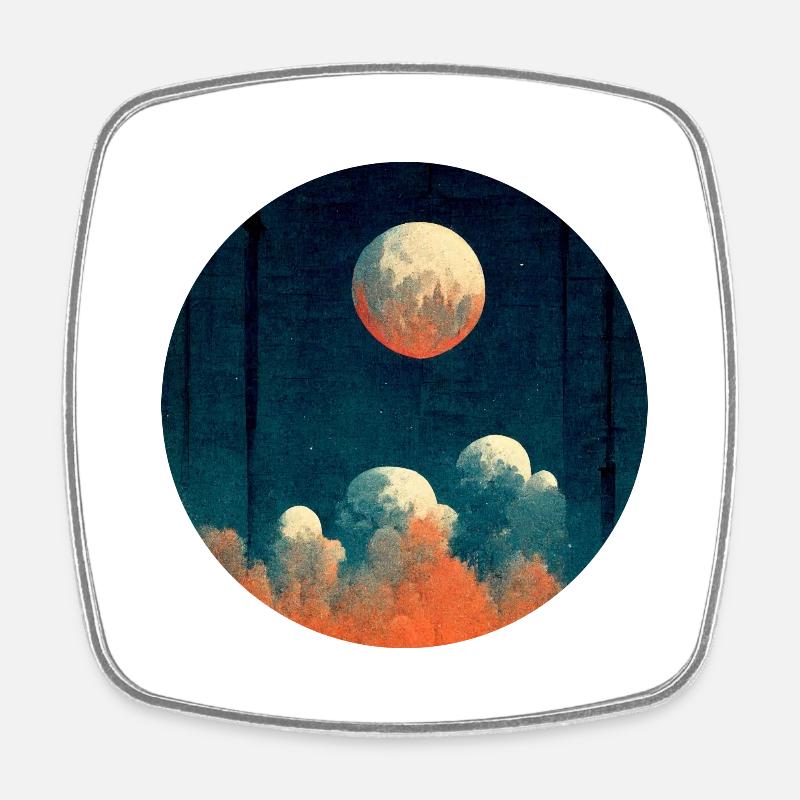 Mond am Abend - Viereckiger Kühlschrankmagnet - Weiß