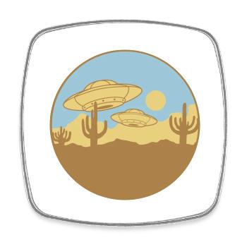 Flying Deserts UFO Scene - Square fridge magnet - white - Front