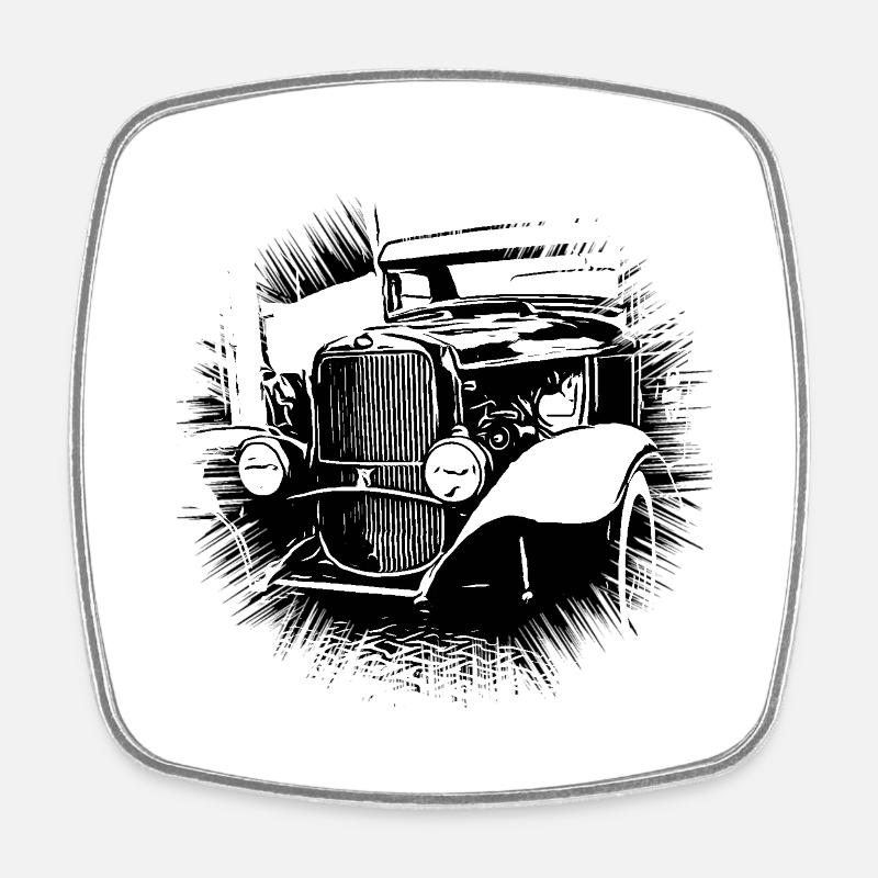 Car - Square fridge magnet - white