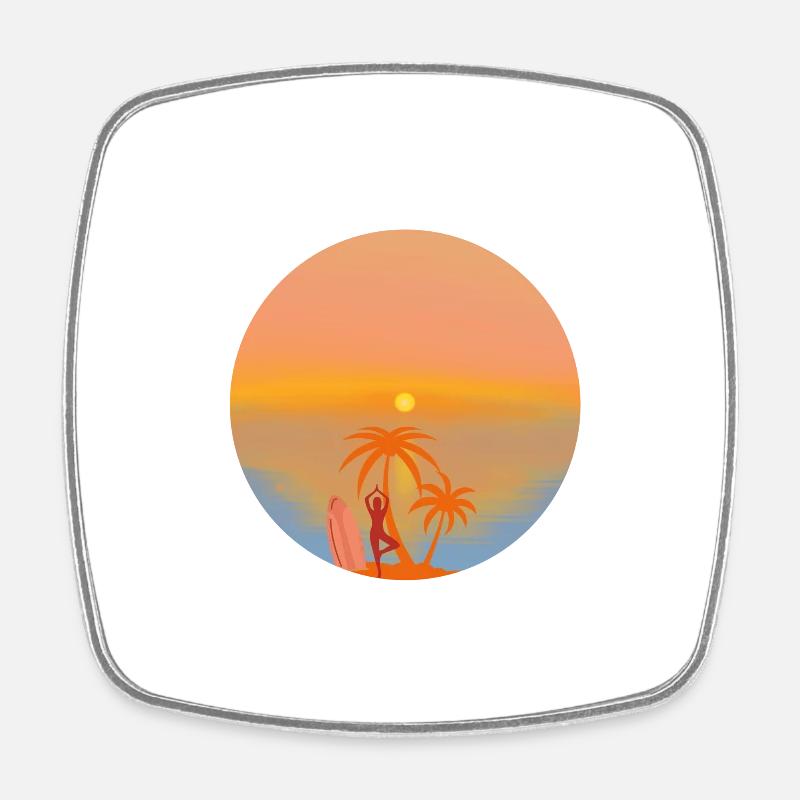 Beach Sunset - Square fridge magnet - white