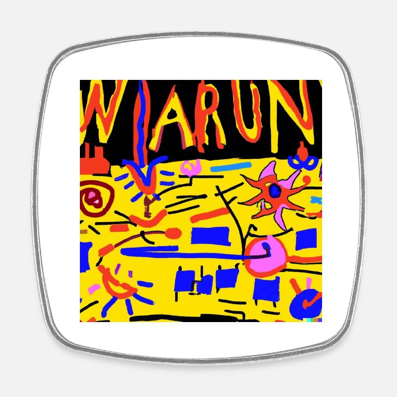 warun - Square fridge magnet - white