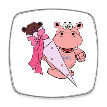school enrolment girls school primary school teddy kids - Square fridge magnet - white - Front
