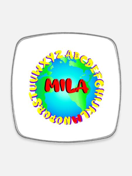 ABC MILA - Viereckiger Kühlschrankmagnet - Weiß