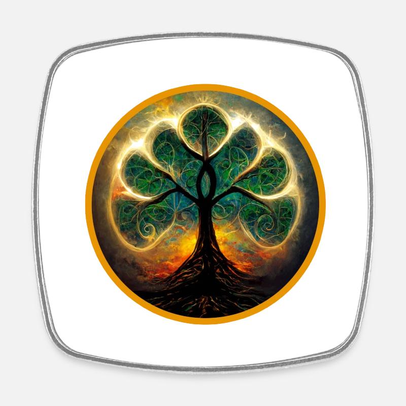 mandala baum, mandala tree - Viereckiger Kühlschrankmagnet - Weiß
