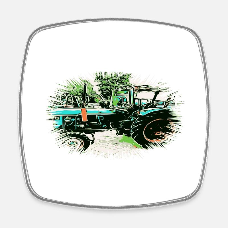 Tractor - Square fridge magnet - white
