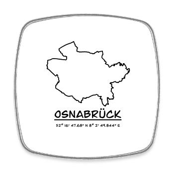 Osnabrück Umriss und Koordinaten - Viereckiger Kühlschrankmagnet - Weiß - Vorne