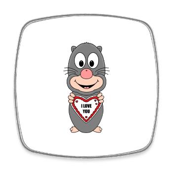 MAULWURF - I LOVE YOU - HERZ - LIEBE - LOVE - TIER - Viereckiger Kühlschrankmagnet - Weiß - Vorne