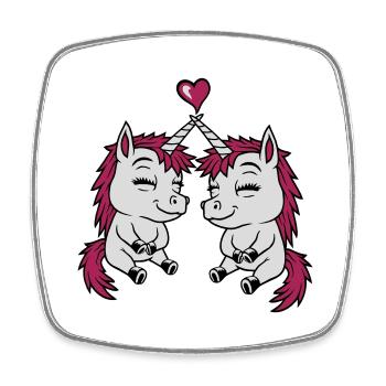 2 Unicorn Friends Love - Square fridge magnet - white - Front