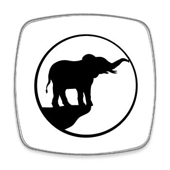 Klippe Mond Elefant Silhouette - Viereckiger Kühlschrankmagnet - Weiß - Vorne