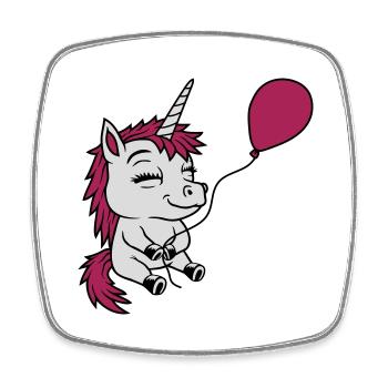 Happy Balloon Unicorn Comic - Square fridge magnet - white - Front