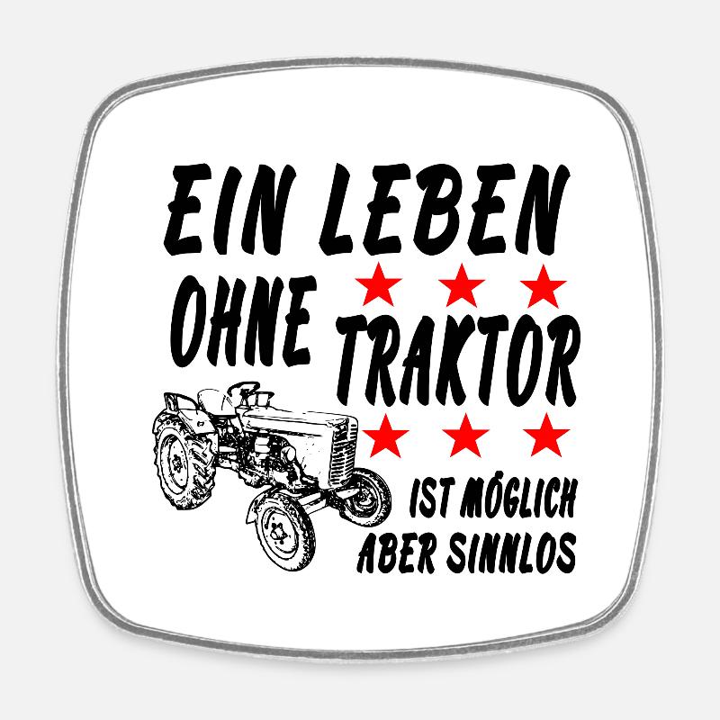 Traktor - Viereckiger Kühlschrankmagnet - Weiß