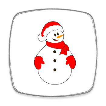 Bonhomme de neige avec chapeau de Noël - Magnet carré - blanc - Devant