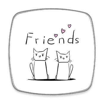 Freunde Freund Freundschaft Katzen Katze - Viereckiger Kühlschrankmagnet - Weiß - Vorne