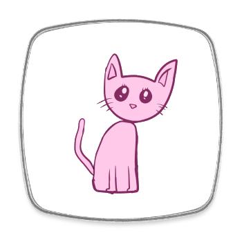 Cat pink animal pet cute - Square fridge magnet - white - Front