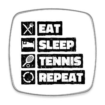 Eat Sleep Tennis Repeat - Viereckiger Kühlschrankmagnet - Weiß - Vorne