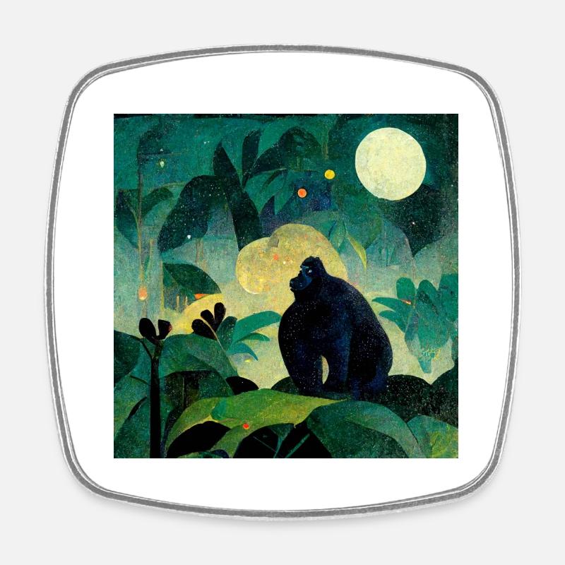 Gorilla in the moonlight - Square fridge magnet - white