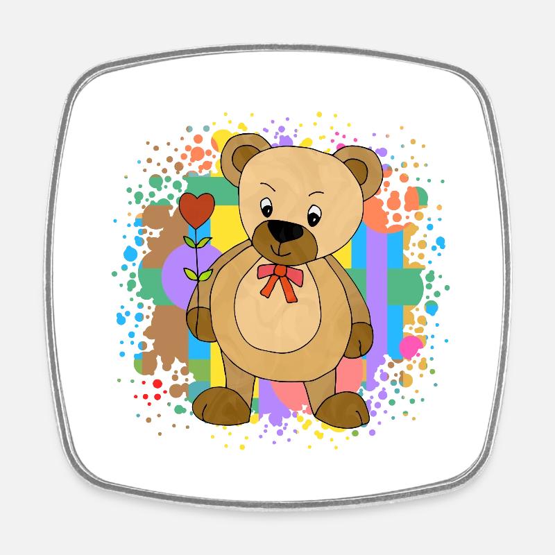 Nounours - Magnet carré - blanc