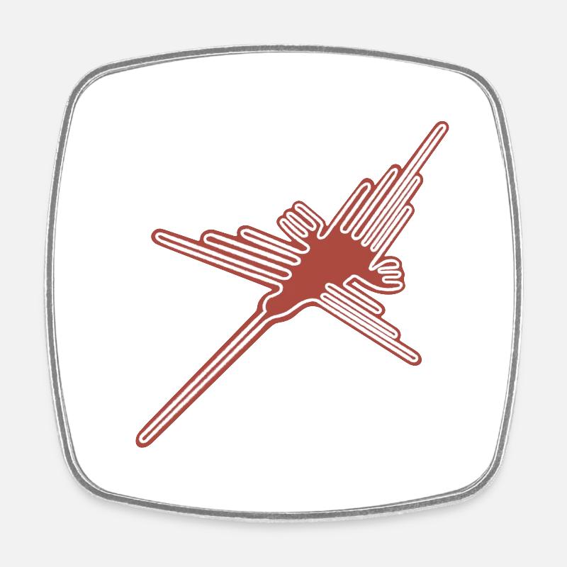 Nazca Lines Hummingbird - Square fridge magnet - white