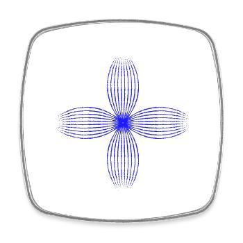 Tribal flower (blue) - Square fridge magnet - white - Front