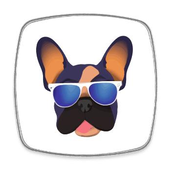 French Bulldog with Sunglasses Dog - Square fridge magnet - white - Front
