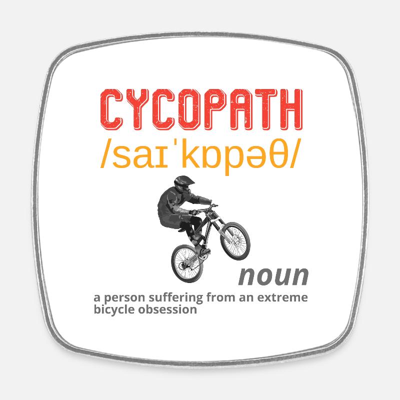 CYCOPATH Colourful Retro Font Man Riding Bicycle - Square fridge magnet - white