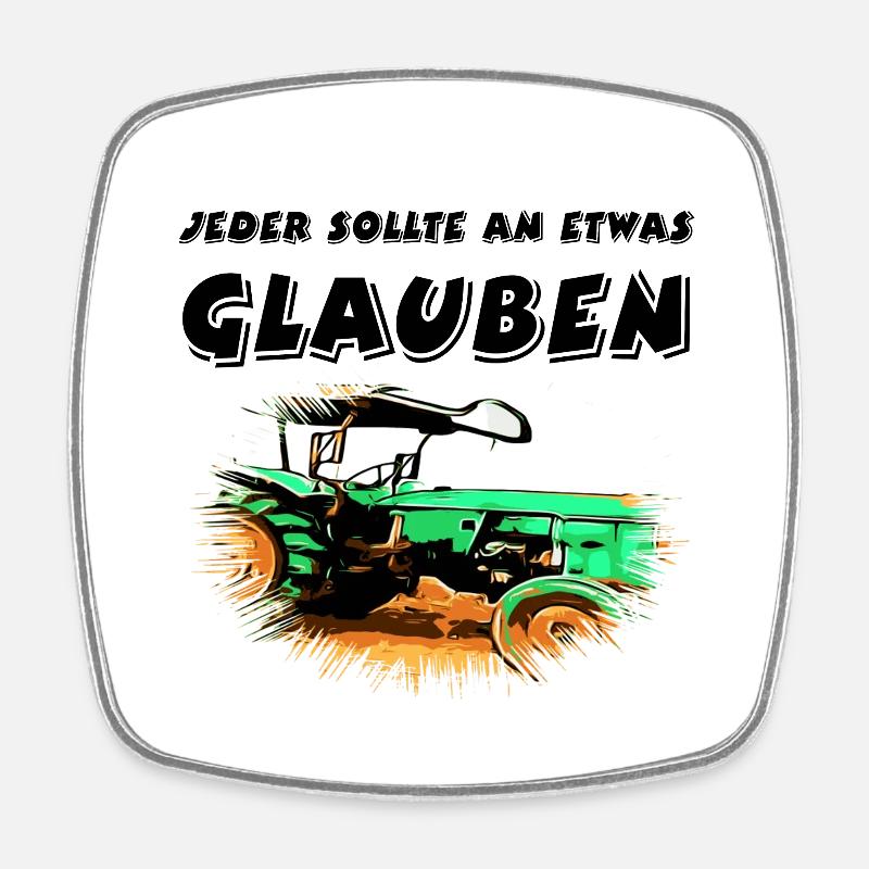 Traktor - Viereckiger Kühlschrankmagnet - Weiß