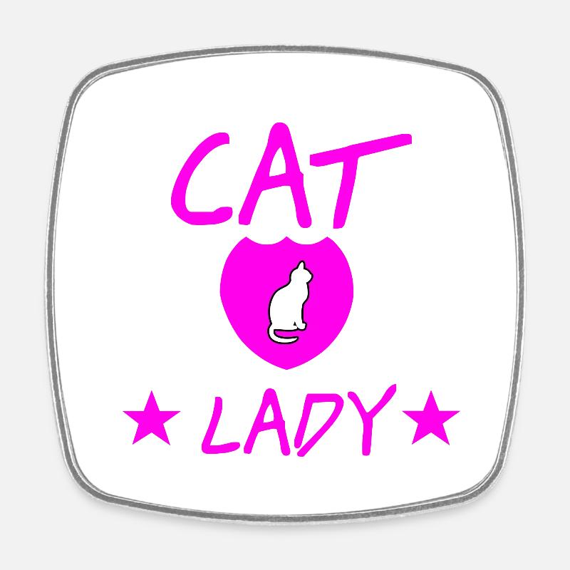 Chat - Magnet carré - blanc